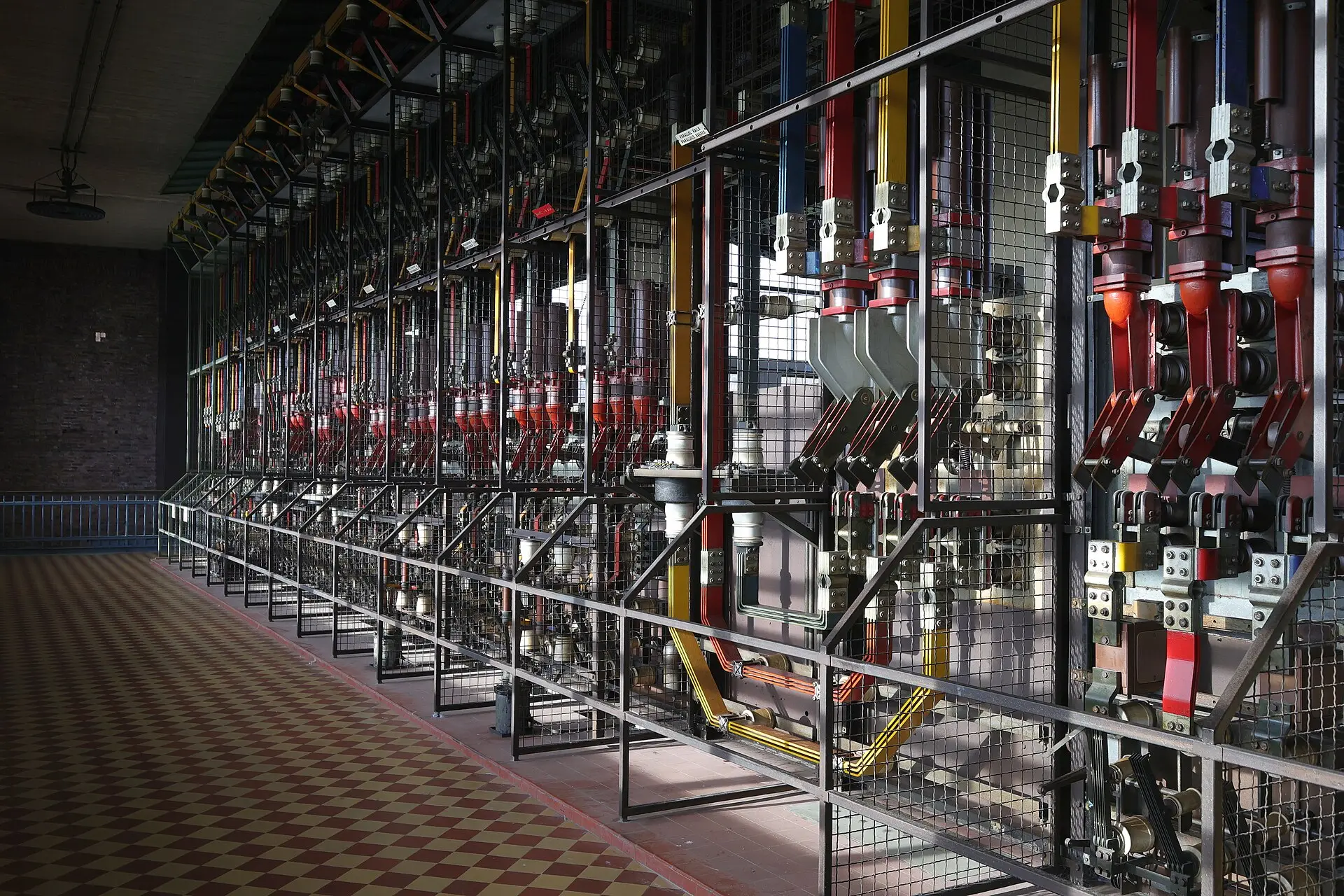 Switchgear room lined with busbars and cabling